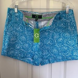 C Wonder Blue & White Vine Shorts Size 10